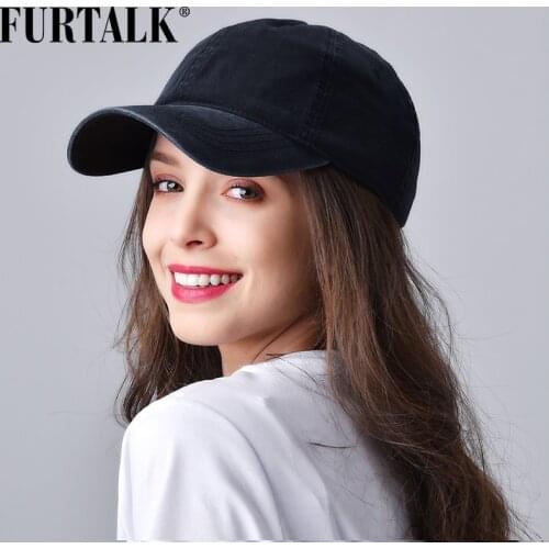 FURTALK Vintage Baseball Cap Women Men Washed Cotton Ponytail Baseball Caps Men Snapback Hip Pop Hat Black Summer Cap for Female