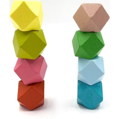 10pcs Mixed Color Wood Spacer Beads 20MM Octagonal Geometric Faceted Wooden Beads For Jewelry Making DIY Necklace toys