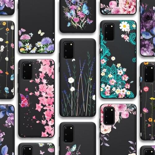 Flower Case for Samsung Galaxy S21 A51 S20 A50 A71 A70 A12 A21S S10 S9 S8 A52 A72 S10e Note 20 10 9 Plus Ultra Lite Black TPU
