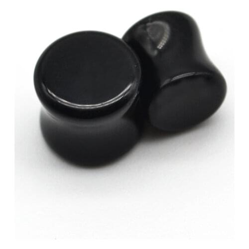 Black Ear Tunnel Ear Plug Stretcher Saddle Taper Double Flared Stone 6mm 8mm 10mm 12mm Earrings Body Piercing Jewelry