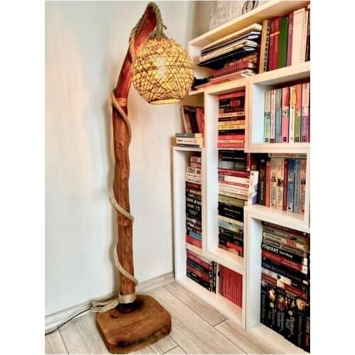 Aegean Decorative Corner Lighting Natural Tree Stump Floor Lamp Reading Lamp Single 130-140cm, Eco-Friendly, Authentic