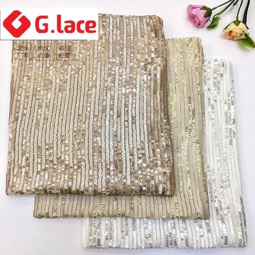 GLace 1Y/lot african sequin elastic mesh fabric for women dress accessories rainbow sequin dress TX1305