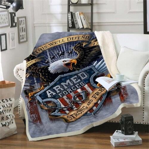 Flag Eagle Fleece Blanket 3D printed Sherpa Blanket on Bed Home Textiles Dreamlike HOME ACCESSORIES 02