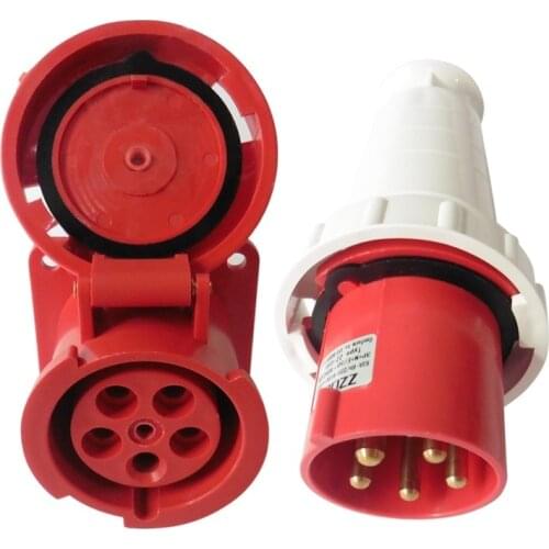 IP67 63A Male/Female Waterproof Electric Industrial Connector 5PIN Outdoor 380V Industrial Plug Socket