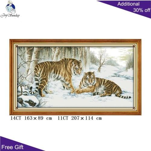Joy Sunday Tiger Cross Stitch D210 14CT 11CT Stamped and Counted Home Decor Tiger Needlework Embroidery Animal Cross Stitch Kits