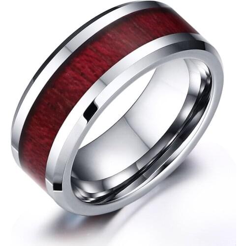 Tungsten Carbide Rings Wedding Bands Koa Wood Fit Size
