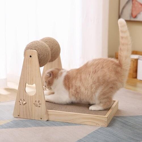 Pet Cat Tree Toys Cat Scratch Post Pet Furniture Scratching Post Cats Claw Scratcher Double Sisal Balls Cat Accessories