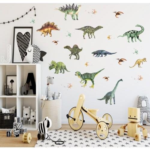 Creative cartoon dinosaur animal wall stickers children kids living room bedroom decor background wall home wall decoration