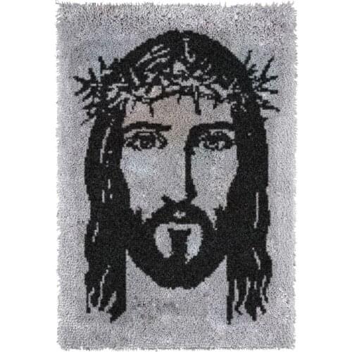Latch Hook Rug Jesus Type H Plush Tapestry Kits Crochet Cushion Mat DIY Carpet Rug Home Decor Thick Yarn Arts & Crafts