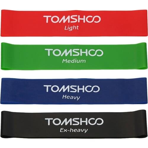 TOMSHOO 4 Levels Latex Resistance Band Crossfit Fitness Equipment Exercise Elastic Band Gym Strength Training Rubber Loop Bands