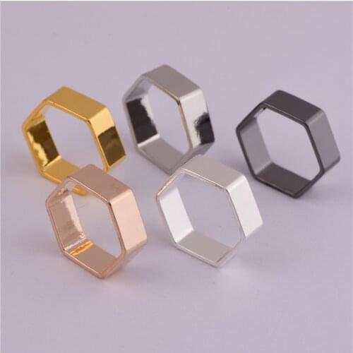 10 pieces 18 * 6mm brass thickened hexagonal geometric closed copper ring pendant pendant DIY jewelry accessories