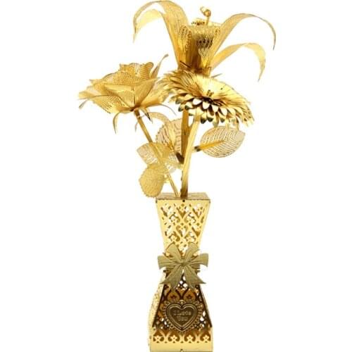 MICROWORLD Rose Lily Creative Metal Puzzle DIY Assembled Model Valentines Day Gifts Girl Gifts Home Decoration