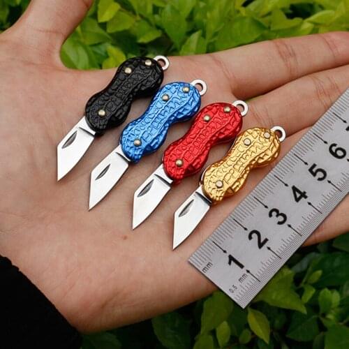Mini folding knife, peanut shaped necklace, hanging knife, very good gift knife Outdoor portable tools