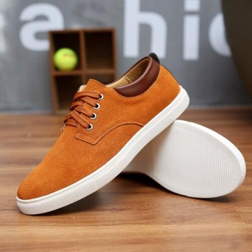 2021 New Fashion Suede Mens Canvas Shoes Mens Casual Leather Breathable Lace Shoes Flat Shoes Sports Shoes Large 38-49