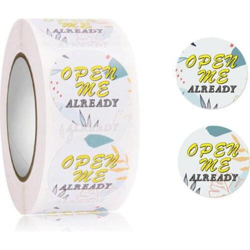500pcs Thank You Packaging Stickers Roll ' Open Me Already ' Cute Happy Mail Sticker for Gift Wrapping, Envelope Seal,Christmas