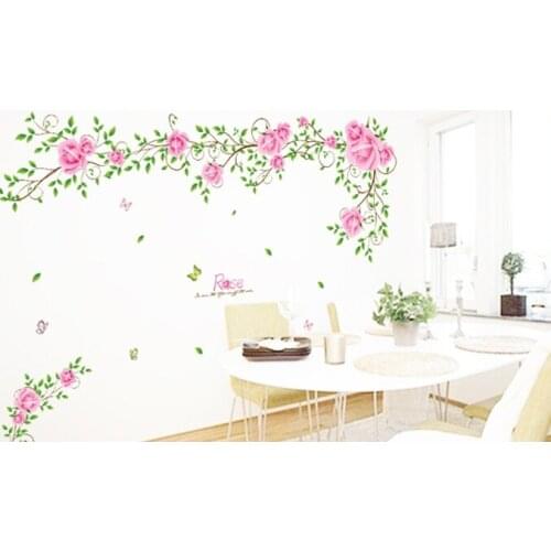 Landscape Photo Wall To Stick Decals Sitting Room Tv Setting Of Bedroom The Head A Bed Decorative Stickers Romance Rose Vine