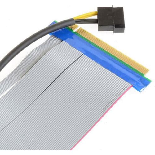 The New PCI-E Express 16X to 16x Riser Extender Card with Molex IDE Power & Ribbon Cable 20cm