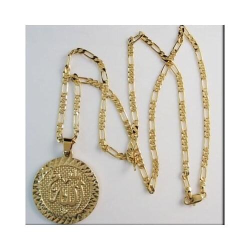 Order 10$ get Free Shipping- YELLOW GOLD OVERLAY PLATED NECKLACE&MUSLIM ALLAH GOD PENDANT /Great Gift/Great Money Maker