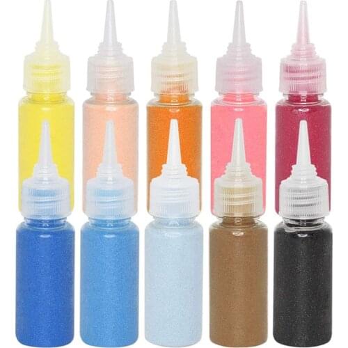 10pcs Assorted Colors DIY Bottle Color Sand Kit Craft/Terrarium Sand Art Sand Painting Sand Drawing Toy for Kids - Sunset