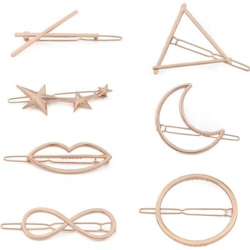Exaggerated triangle moon hair clip Wild fashion geometric circle hairpin clip Fashion Party Hair Accessories Gold/Silver