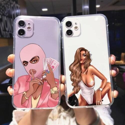Zororong Afro Girls Black Women Art transparent Phone Case For iPhone 12 Mini 11 Pro XS Max X XR 7 8 Plus