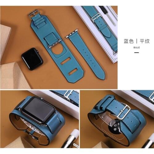 Genuine Leather strap For Apple watch band SE 44mm 42mm Bracelet Cuff With Adapter for iwatch band 38mm 40mm Series 6/5/4/3/2/1