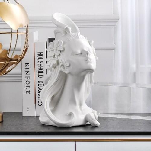 NORDIC CREATIVE ARTS FIGURE STATUE STARGAZY PIE GIRL ART SCULPTURE RESIN CRAFTS CARTOON HOME DECORATION ACCESSORIES R4245