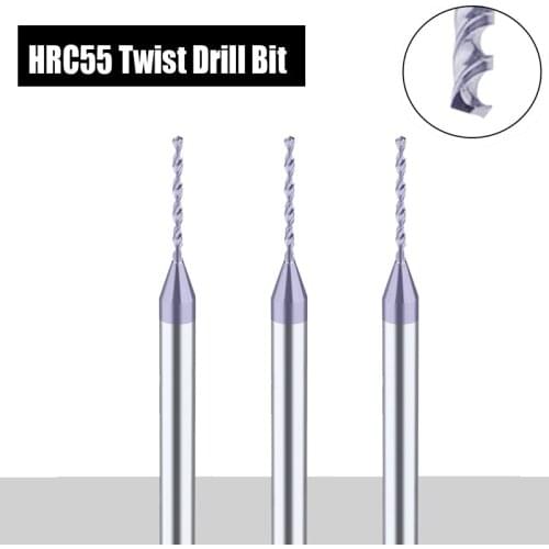 HRC55 Micro - Diameter Tungsten Steel Twist Drill 0.15-3mm Carbide Alloy Twist Drill Nano Coating Suitable For Stainless Steel