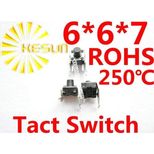 1000PCS DIP 6X6X7 Tactile Tact Push Button Micro Switch Momentary Vertical Push ROHS
