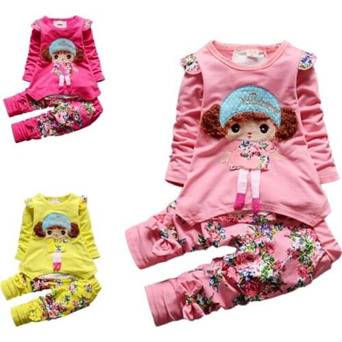 Spring Autumn Baby Girl Clothes Cartoon Long-Sleeve T-Shirt +Pants Suit Girls Clothing Set Children Clothing 6 Months-4 Yrs