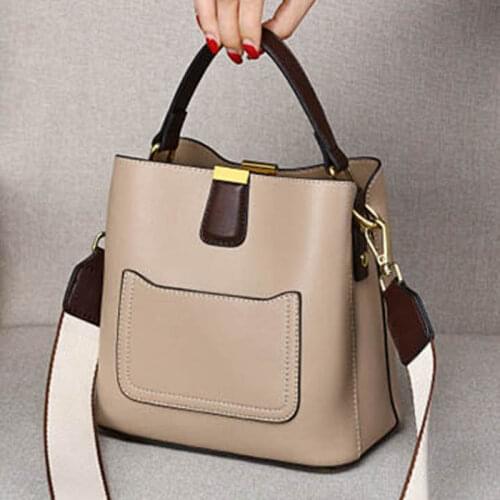 Viney womens bag 2020 new trendy leather bucket bag messenger bag womens large capacity versatile one-shoulder handbag luxury