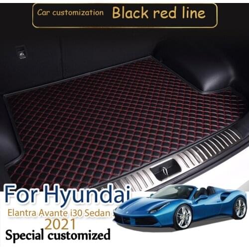 High quality The Trunk Cargo Leather Liner Car Trunk Mat Cargo Compartment Carpet Mud For Hyundai Elantra Avante i30 Sedan 2021