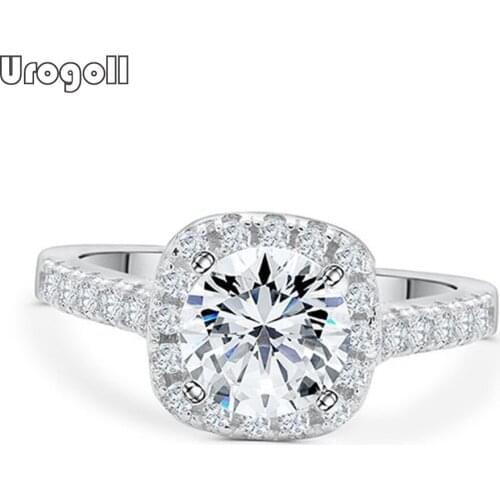 Fine Jewelry Rhinestone Ring For Women Pure 925 Sterling Silver Zircon Square Rings Jewelry Accessories For Bride Wedding Party