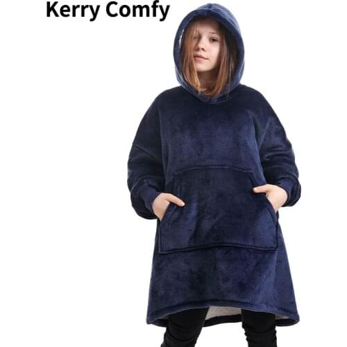 Winter Thick Comfy TV Blanket Sweatshirt Kids Large Throw Warm Blanket Children Hoodie Fleece Weighted Blankets for Beds Outdoor