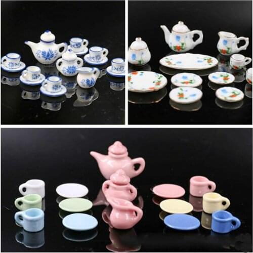 1/12 Doll Houes Accessories11Styles Micromini Ceramics Kung Fu Tea Set Flower Print Early Education For Kids