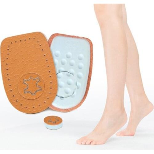 1Pair Women Heel Cushion Inserts Foot Pain Relief Sole Leather Insoles Latex Heel Pads For High Heels Cowskin Shoes Pad