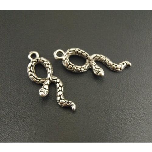 10pcs Silver Color Metal Alloy Snake Charm Fits Bracelets Jewelry Making A1257