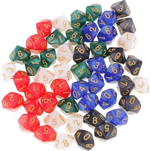 50 Die Polyhedral Set 16mm D10 Dice With Dice Carry Bag For Math Education