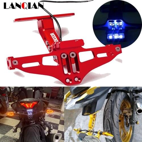 Motorcycle CNC Adjustable Angle Aluminum License Plate Frame Bracket with LED Light For Honda cb1000r CB 1000R CB1000R CB1000 R