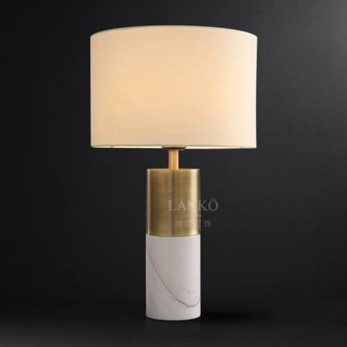American marble table lamp light luxury simple European and American style living room bedroom bedside marble table lamp