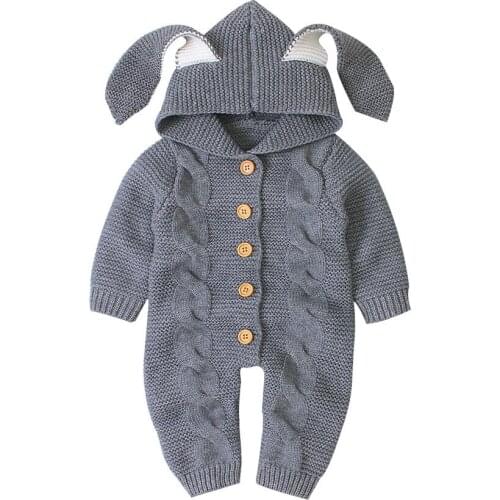 ARLONEET Baby Boys Girls Hooded knitted Thick warm romper Autumn winter Plush velvet Crochet Rompers Jumpsuit Outwear CO18