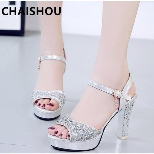B453 2019 New Women Sandals Sexy Clear Transparent Luxury rhinestone Ankle Strap High Heels Party Sandals Women Shoes