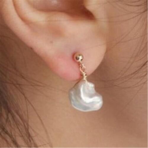 White Baroque Pearl Earrings 18k Ear Drop Hook Accessories Real Flawless Fashion Aurora Gift Party