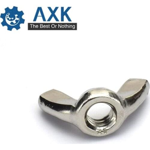 Free Shipping 50Pcs M3 M4 M5 M6 M8 DIN315 304 Stainless Steel A2 Metric Threaded Hand Tighten Nut Butterfly Nut Ingot Wing Nuts