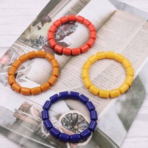 Trendy 5 Colors Bracelet for Women Faux Beeswax Resin Ambers Beads Strand Bracelet Yoga for Friend Gift Charms Jewelry 7.5" B246