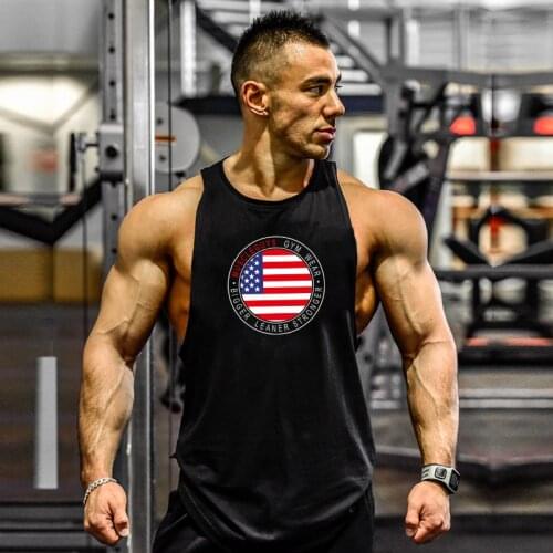 Muscleguys Brand printed Gyms Clothing Stringer Tank Top Mens Singlet Bodybuilding Tops and Fitness Sleeveless Shirt