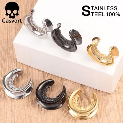 Casvort 10PCS/Lot New Saddle Ear Tunnel Plug Piercing Ring Expander Studs Stretchers Fashion Body Piercing Jewelry Earrings Gift