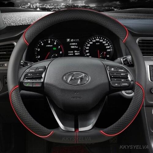D Shape Steering Wheel Cover PU Leather for Geely Atlas Emgrand EC7 Coolray VW Golf 7 Hyundai Santa fe 2014-2020