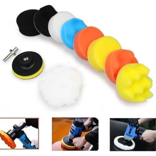 11Pcs/Set 3inch Car Polishing Disc Self-Adhesive Buffing Waxing Sponge Wool Wheel Polishing Pad for Car Polisher Drill Adapter