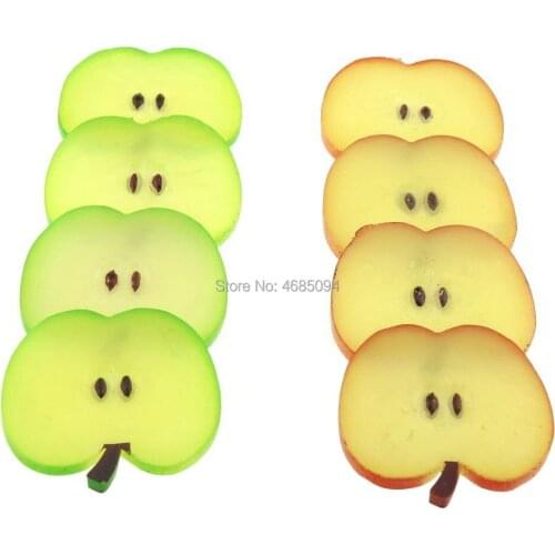 Gresorth 8 PCS Artificial Apple Slice Red & Green Fake Fruit Slices Home Table Cabinet Decoration